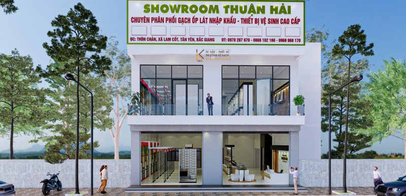 thiết kế thi công cải tạo showroom gạch men ốp lát ở bắc giang